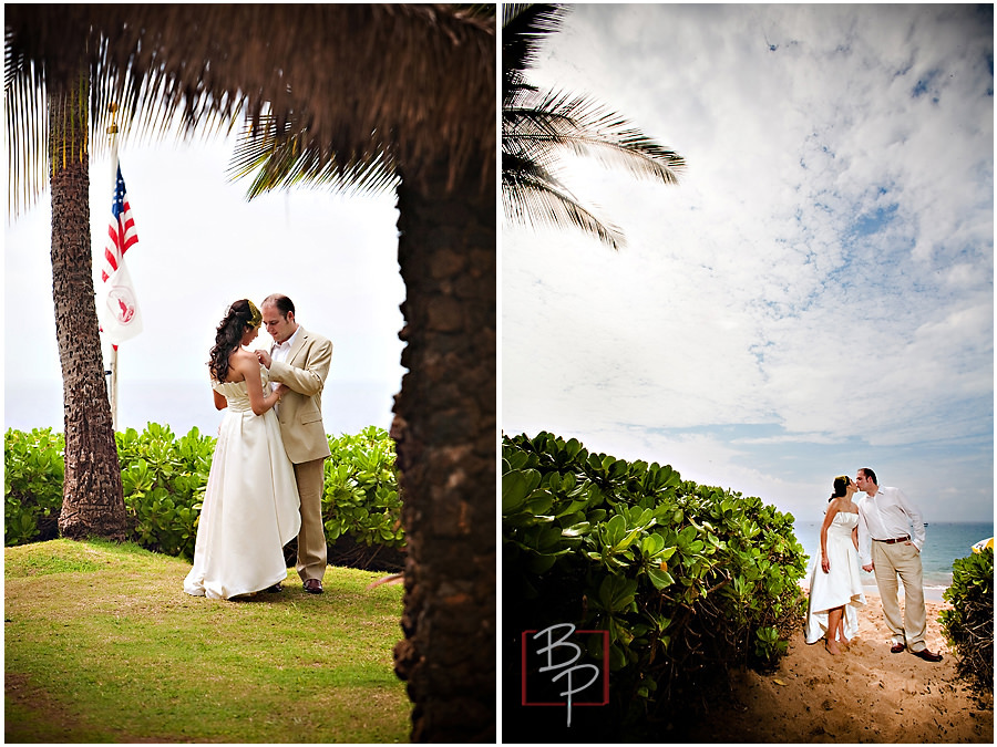 bride and groom kapalua maui