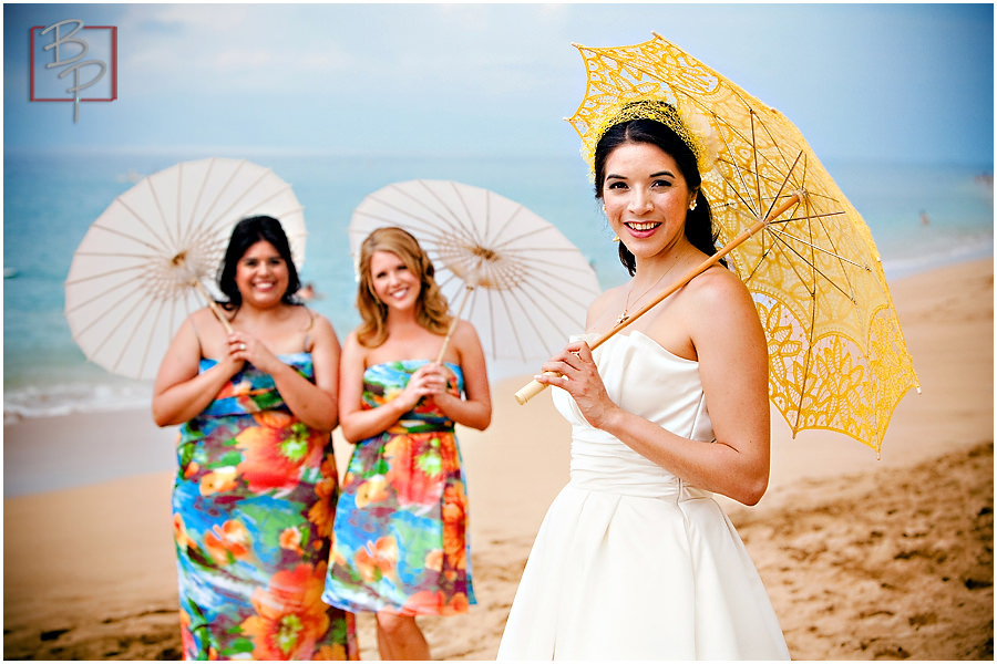 bridesmaids with parasols