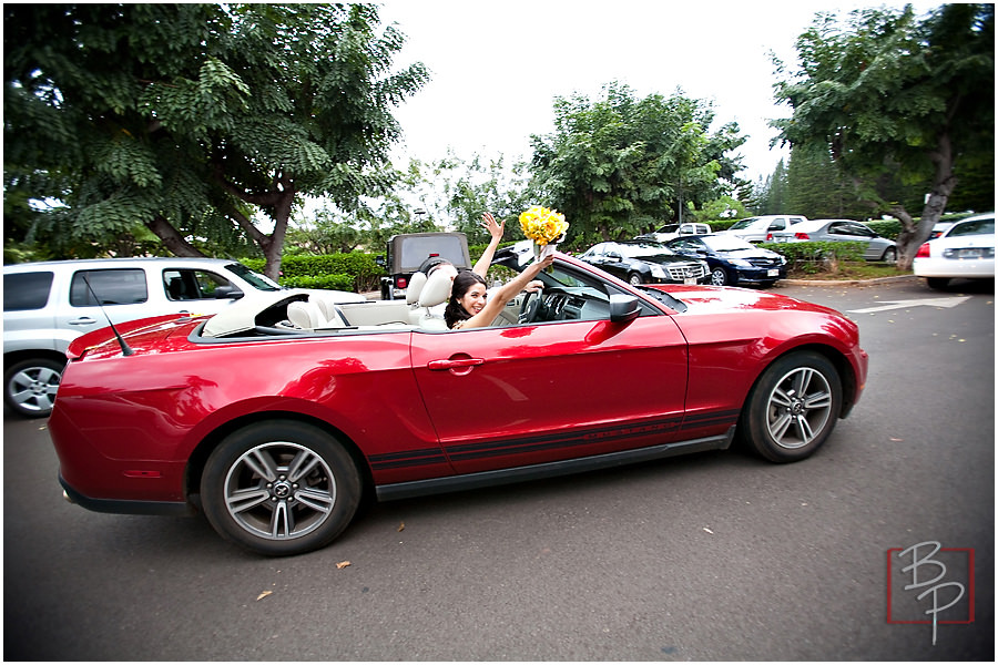 red mustang wedding