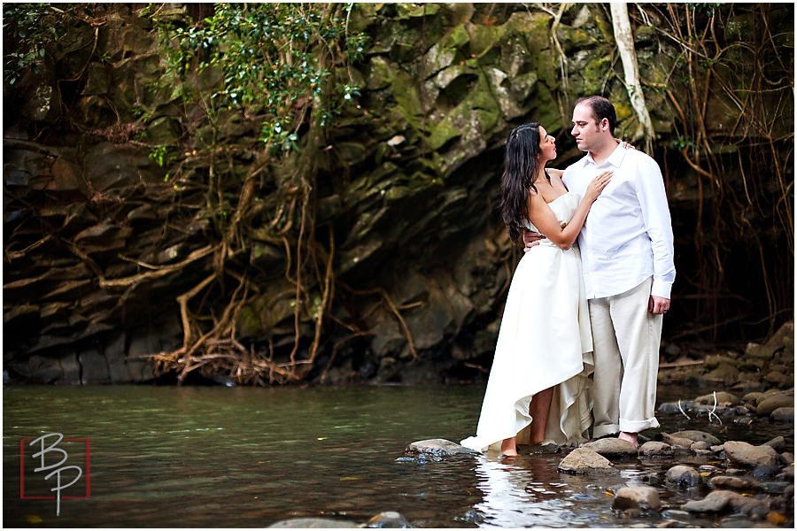 bridal gown in water