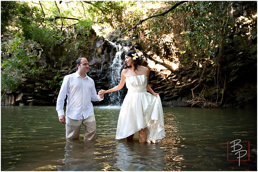 waterfall maui wedding