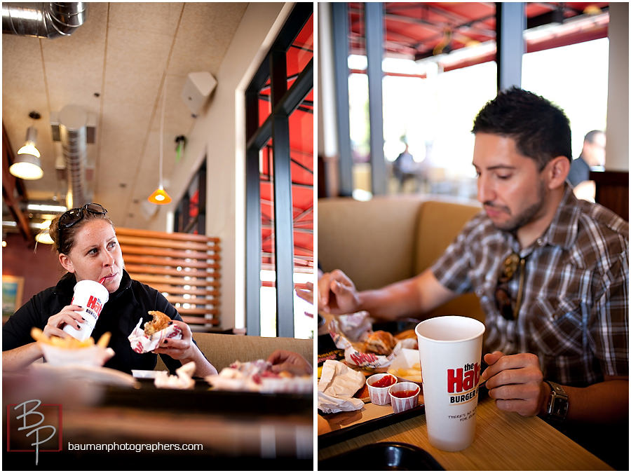 Bauman Photographers eating lunch at The Habit