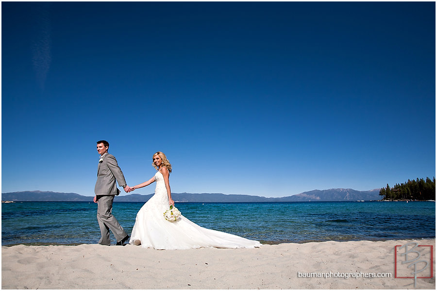 Bride and groom Meeks Bay beautiful wedding photo 