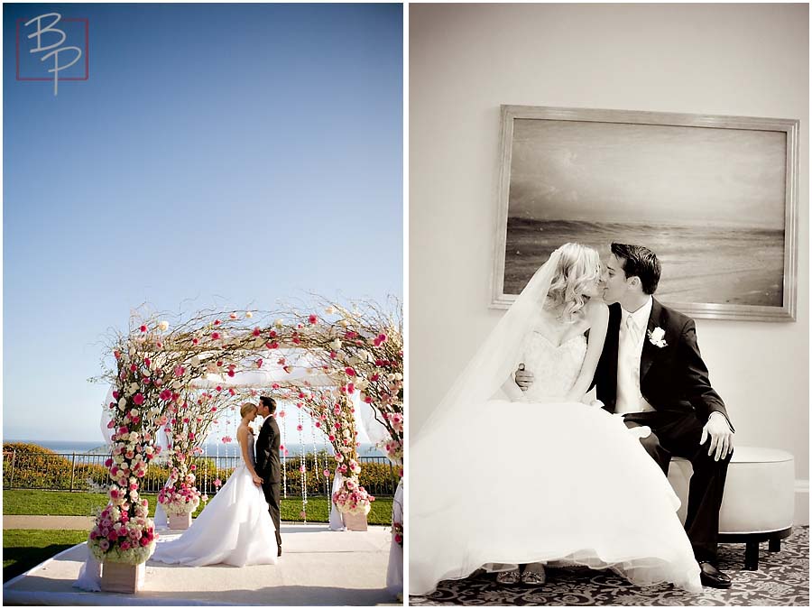 bride and groom kissing