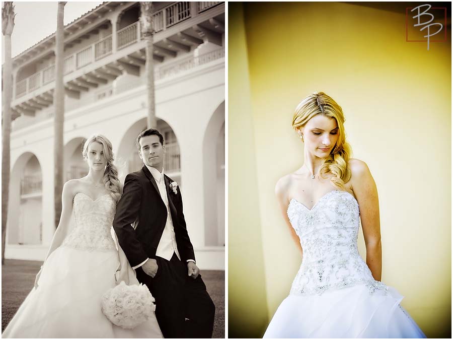 Bride and groom posing