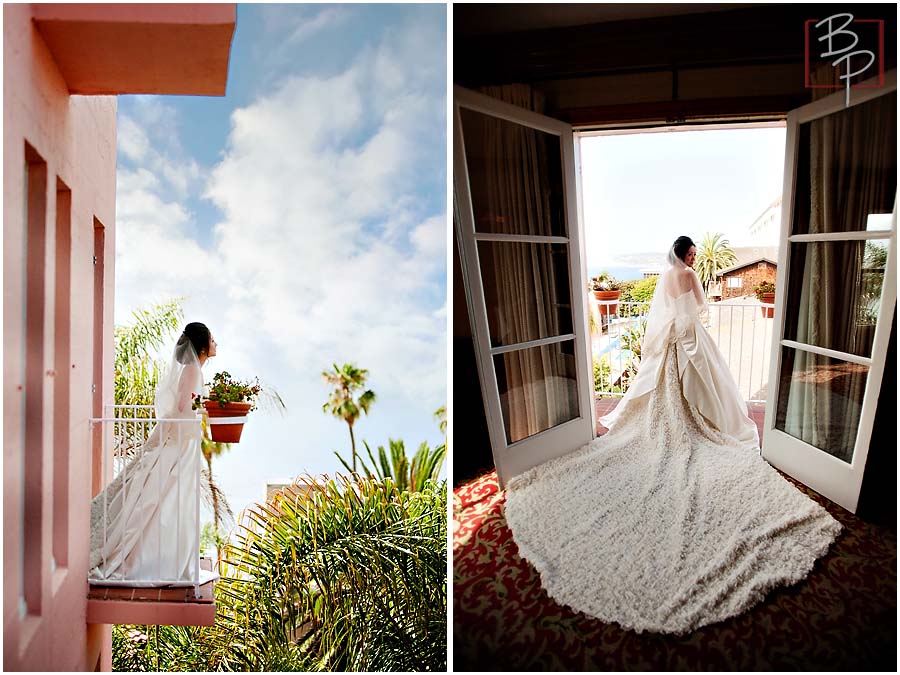 Bride photographs at La Valencia Hotel