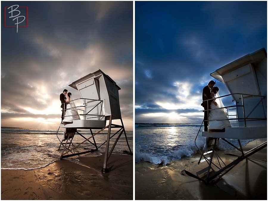 Lifeguard tower wedding photography