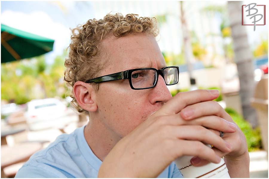 Man Thinking outside In N Out at Mission Valley 