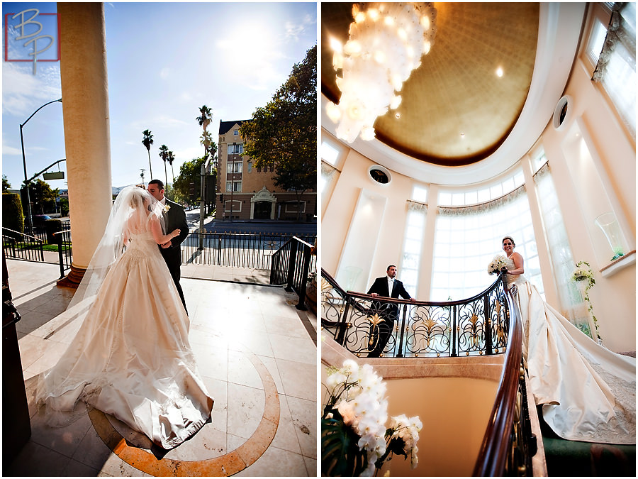 Indoor wedding couple photos