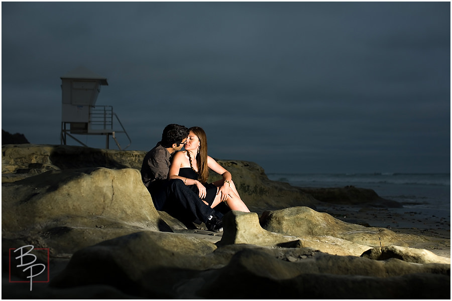 night san diego engagement photo beach