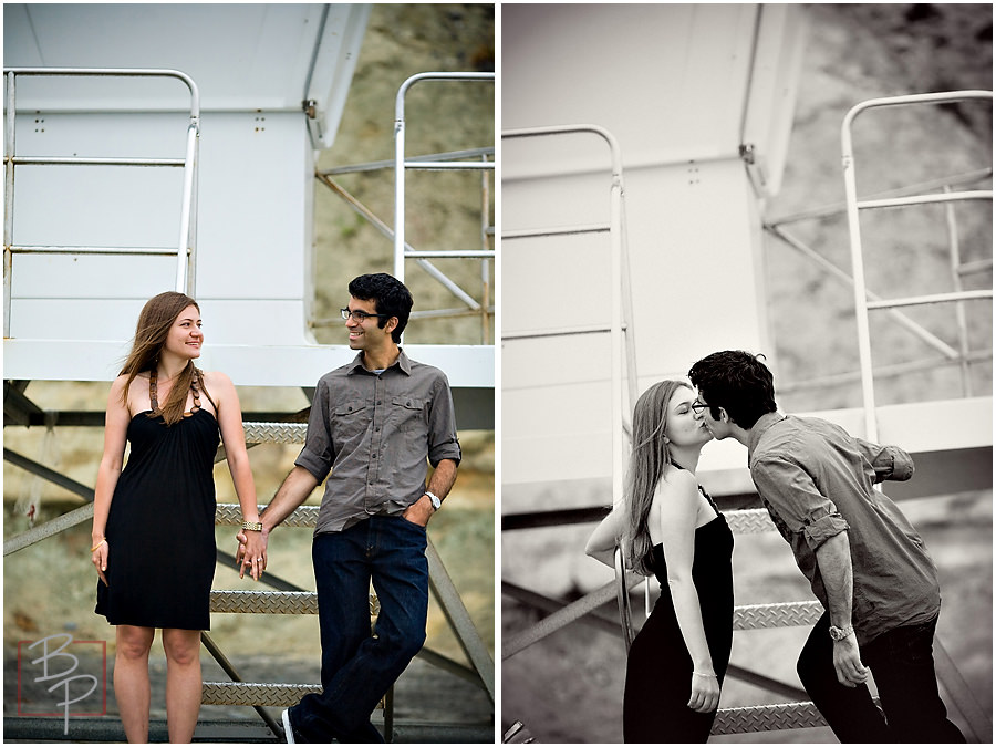 san diego lifeguard tower engagement photo