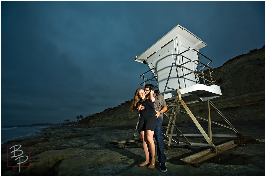 lifeguard tower engagement photo