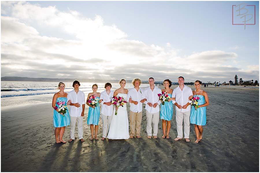 The wedding party on the beach