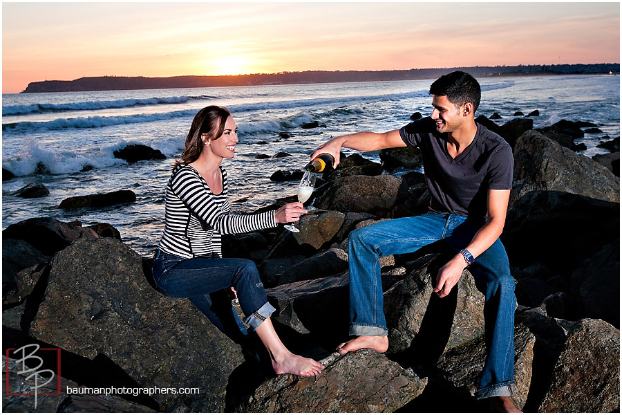 San Diego beach engagement pictures by Bauman photographers