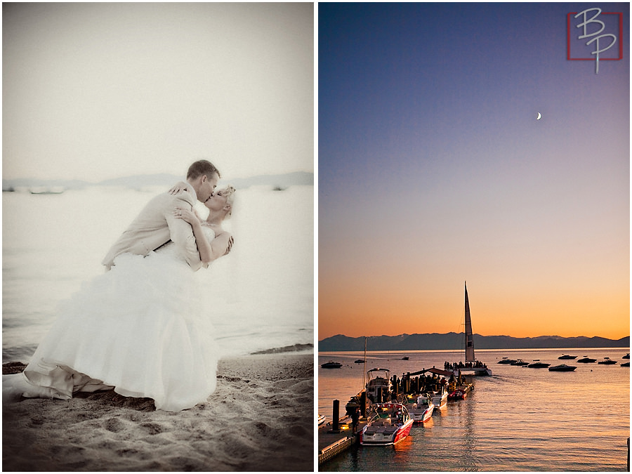 Sunset photography with bride and groom in Lake Tahoe