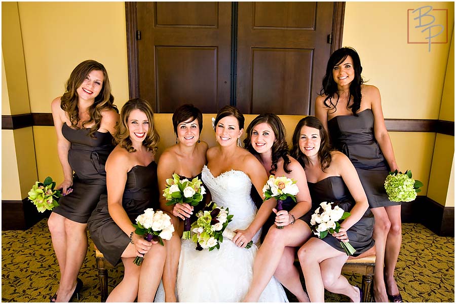 The bride and her bridesmaids