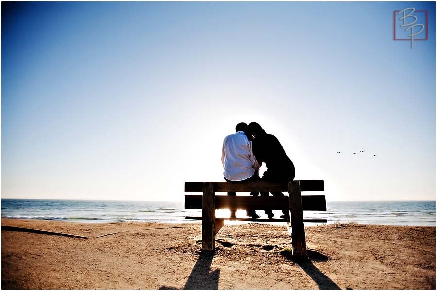 silhouette sunset engagement portraits