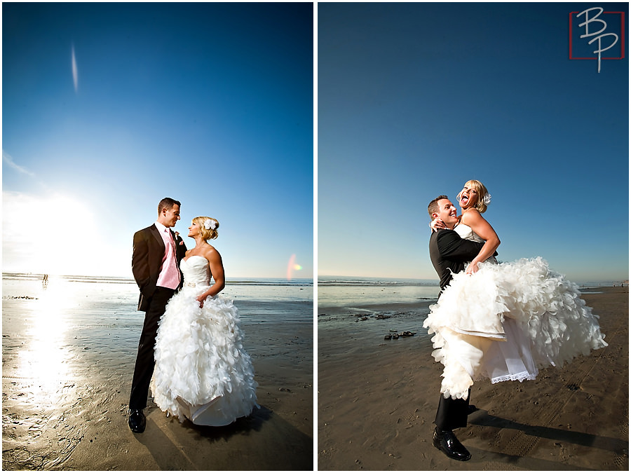 Bride and groom beach photography