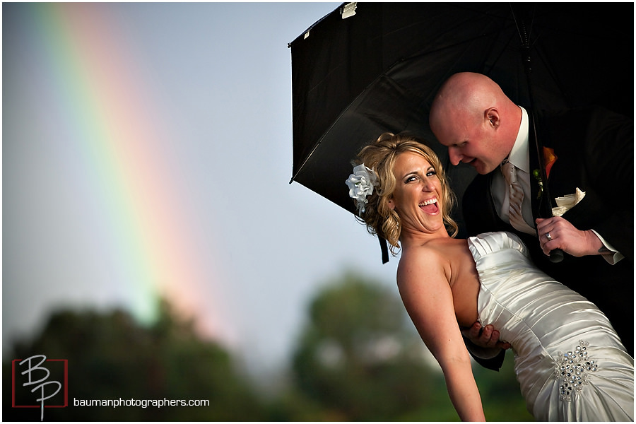 Coronado portrait with rainbow of bride and groom