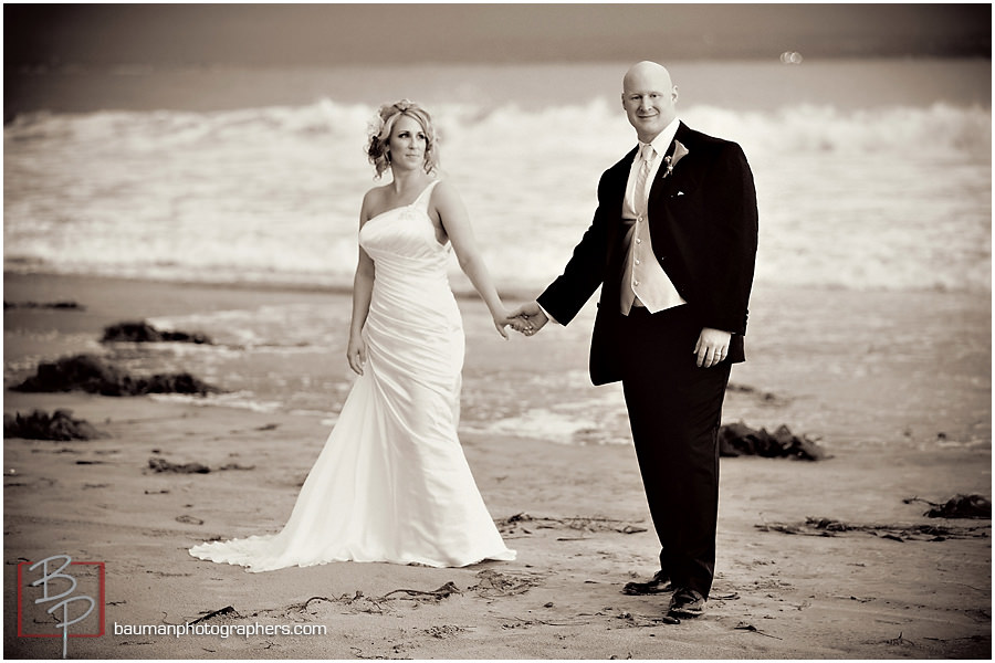 black and white San Diego beach photo