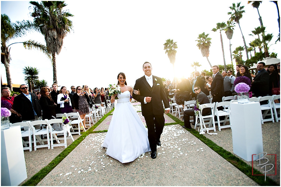 Bride and groom during ceremony photos