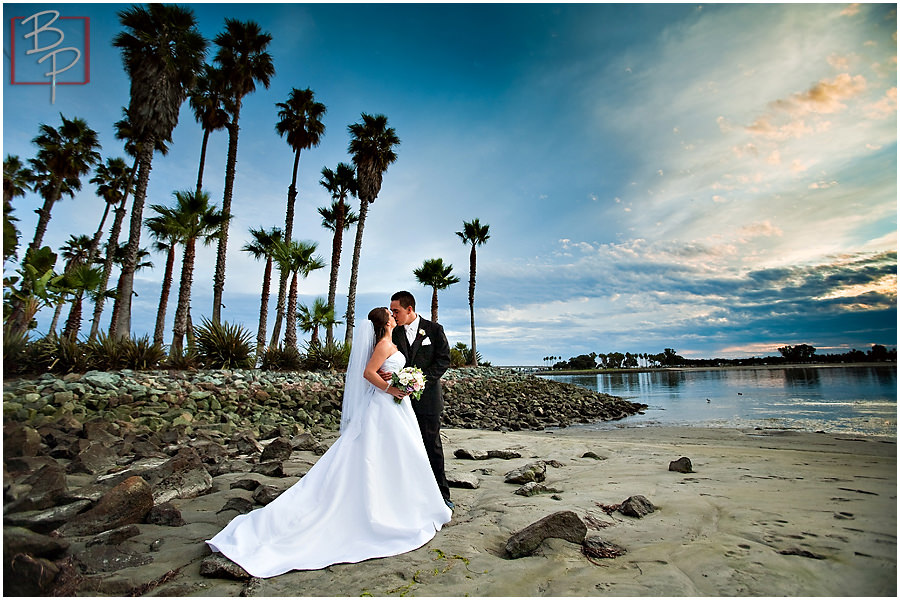 Photographs of bride and groom at the beach