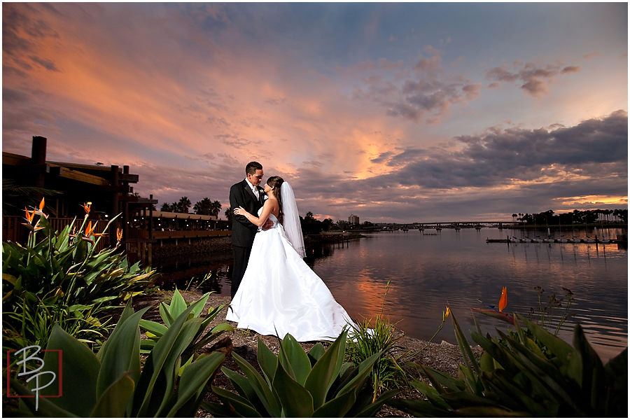 Photographing couple during sunset