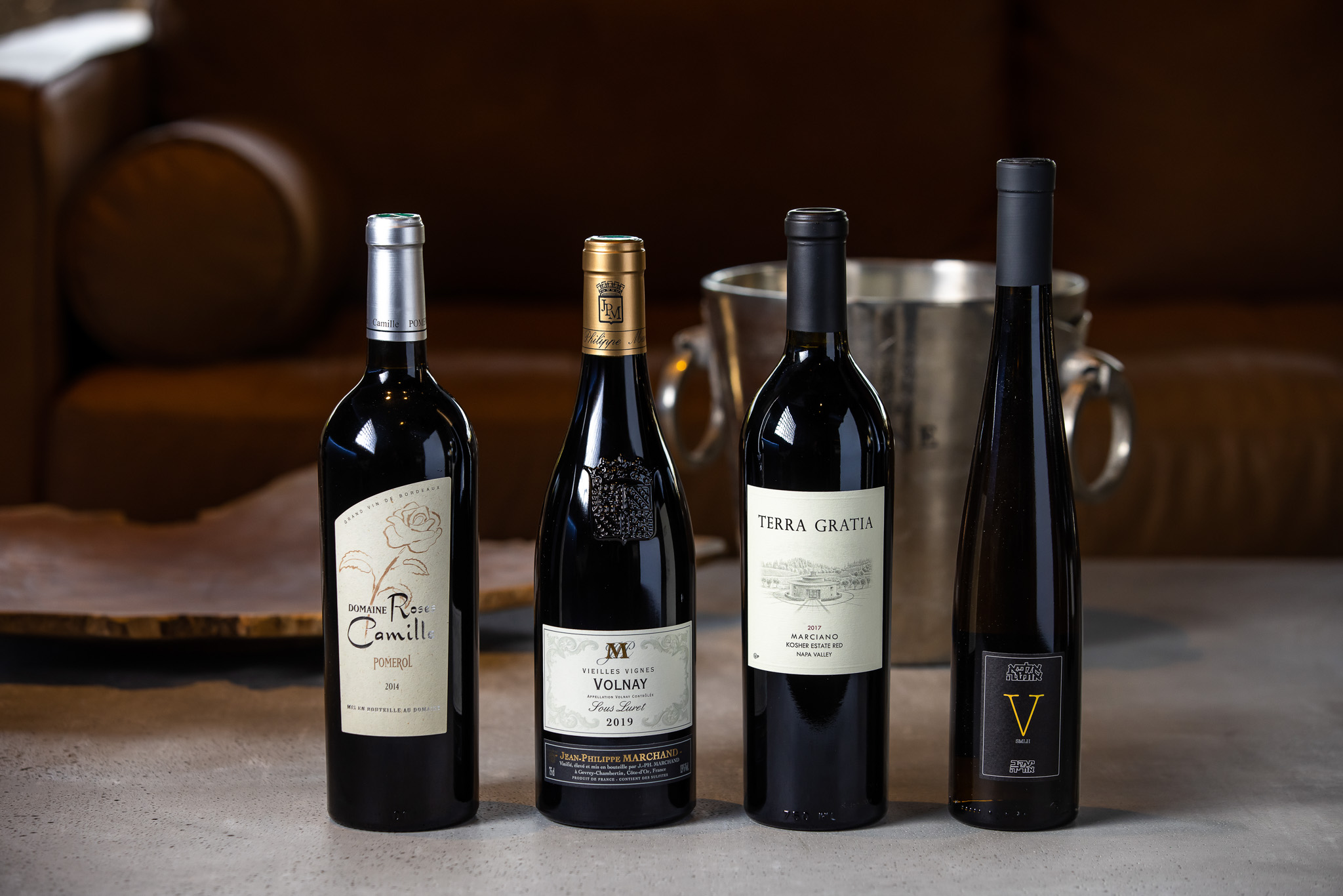 Wine bottles displayed for professional product photography