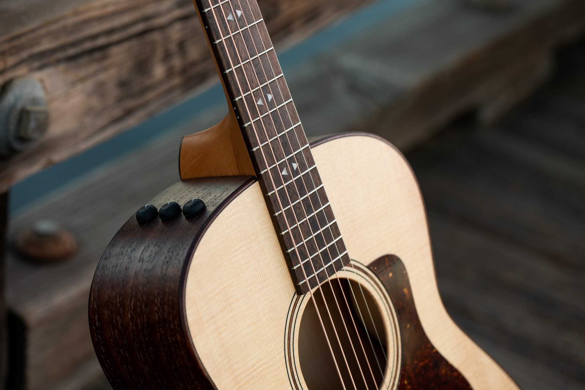 Acoustic guitar captured in a professional product photo